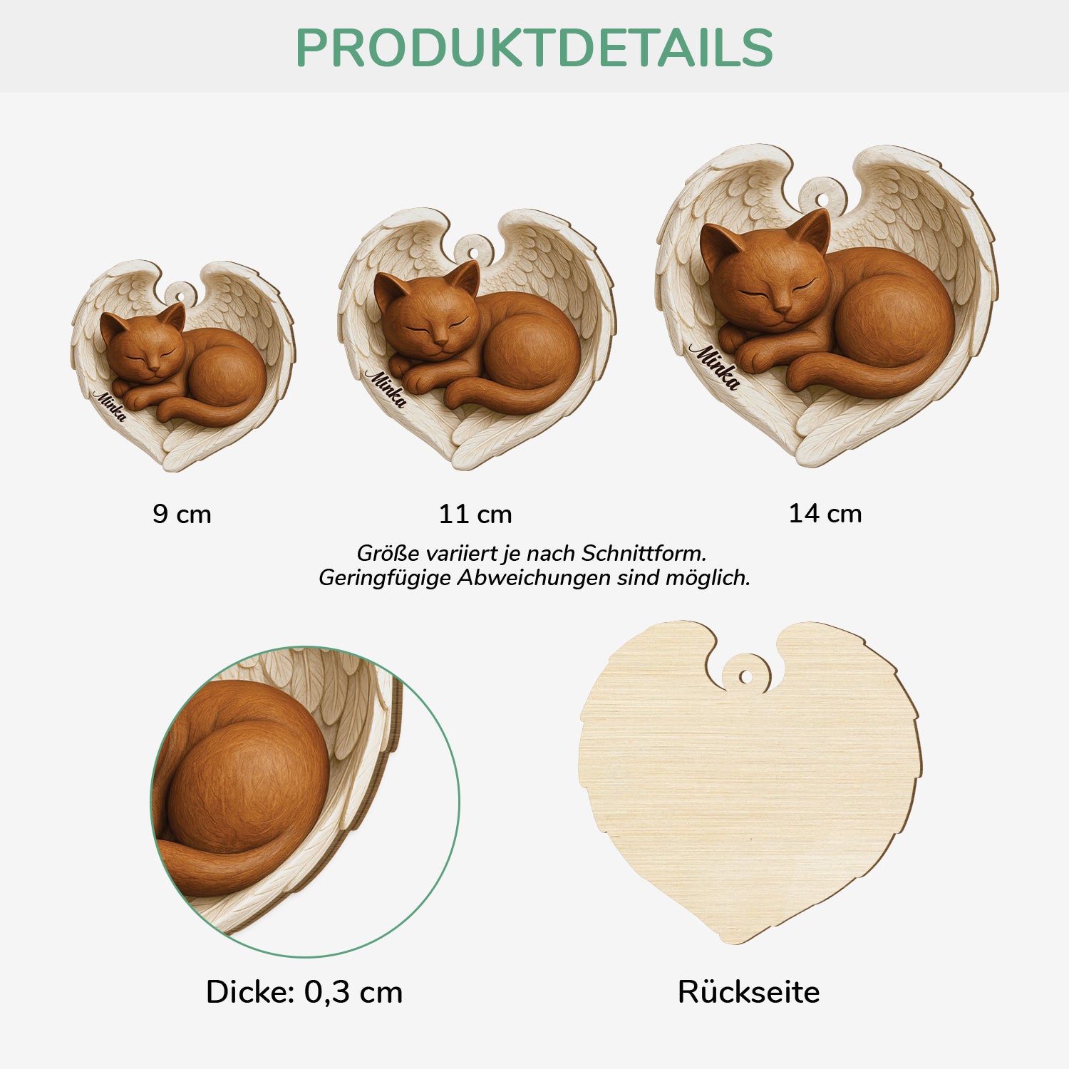 7173OGE3 3d druck effekt schlafender engel katze mit flugeln personalisierte 1 schicht holz ornamente zur erinnerung 7173O3ZZD