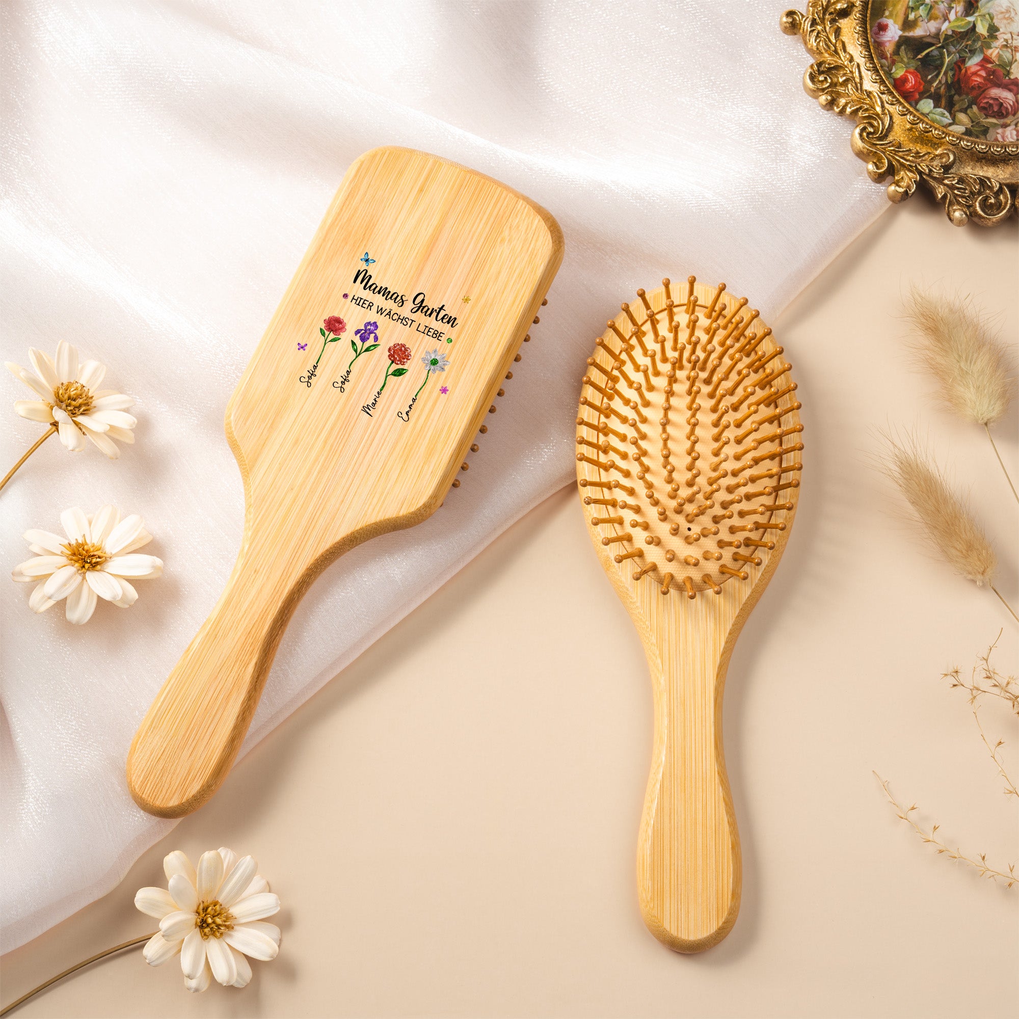 7211AGE2 omas garten hier wachst die liebe personalisiertes geschenk _ uv druck bambus haarburste omamama blumen 7211aq6q5a
