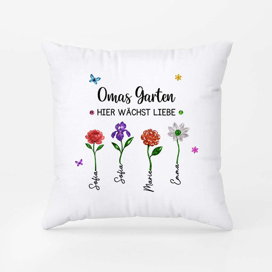 7211PGE1 omas garten schmucksteine blumen personalisiertes geschenk  kissen oma  mama 7211p6q5a