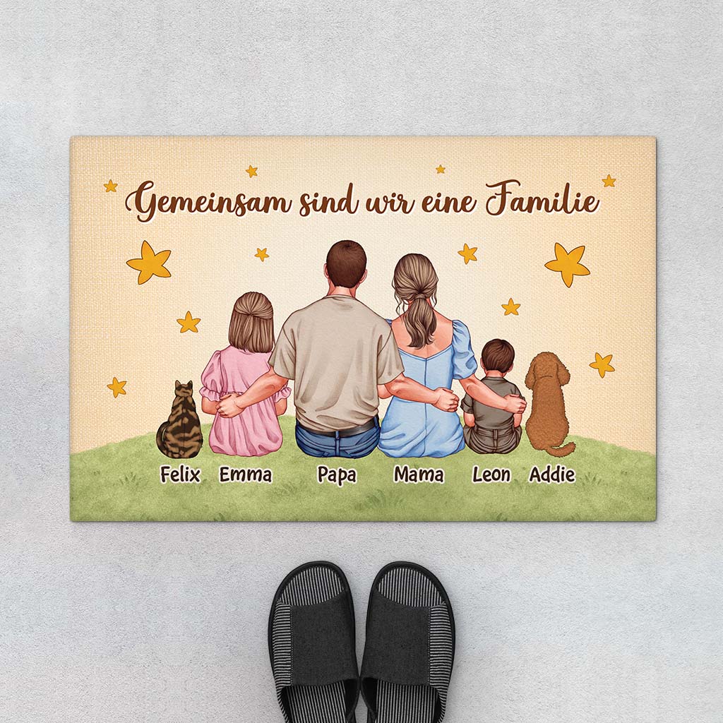 7231DGE1 familie personalisierte fussmatte familie mit hund und katze_ 7231D8T5I