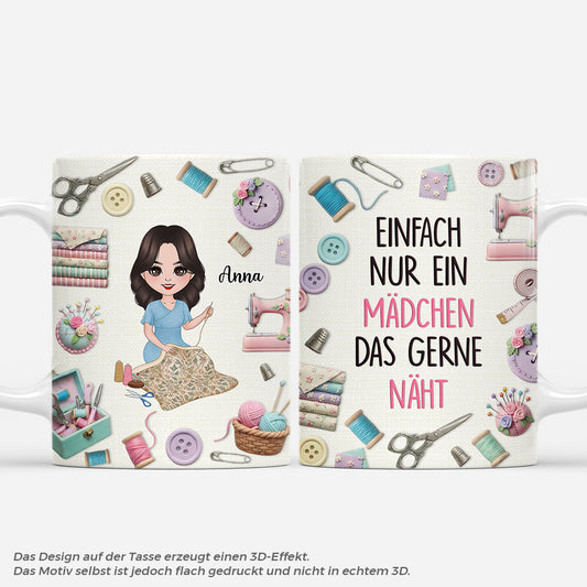 7245MGE1 3d druck effekt einfach nur ein madchen das gerne naht personalisierte tasse fur frauen 7245M3TAA