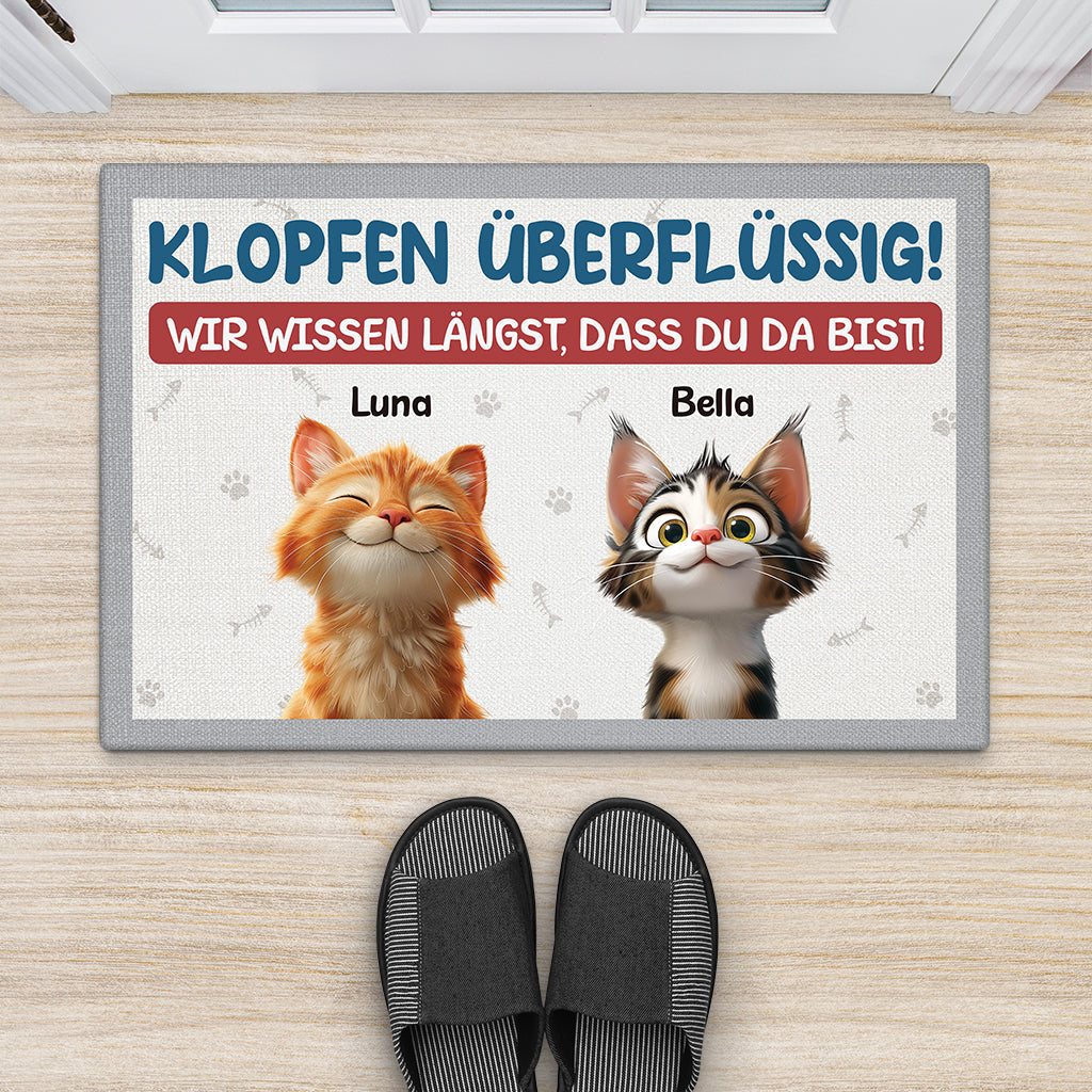 7285DGE2 klopfen uberflussig ich weiss langst dass du da bist fussmatte katzen personalisiert 7285D8KCD