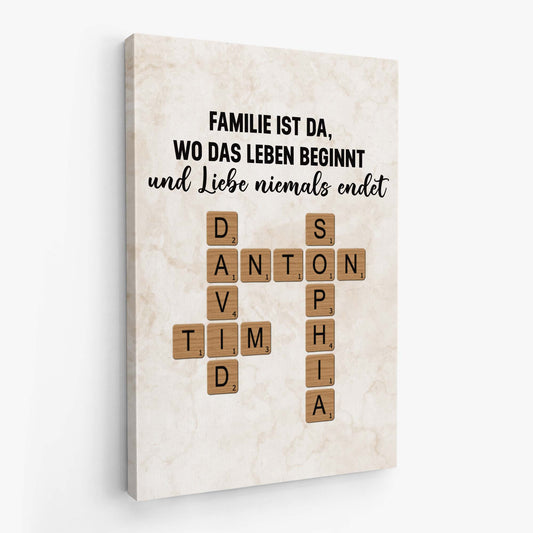 7328CGE2 die liebe einer familie wahrt ewig personalisierte kreuzwortratsel leinwand 7328C