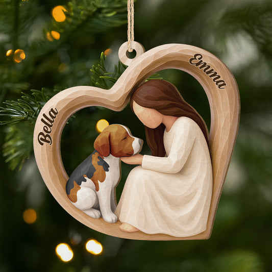 7337OGE1 hund und madchen personalisierte 1 schicht holz ornamente weihnachten frauen 7337O3H5C