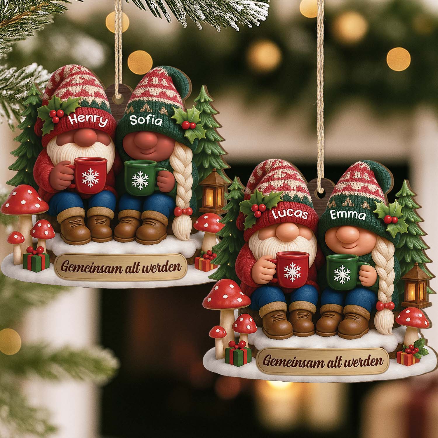 7341OGE2 3d druck effekt gemeinsam alt werden seit personalisierte 1 schicht holz ornamente weihnachten paar wolle 7341O3L5G