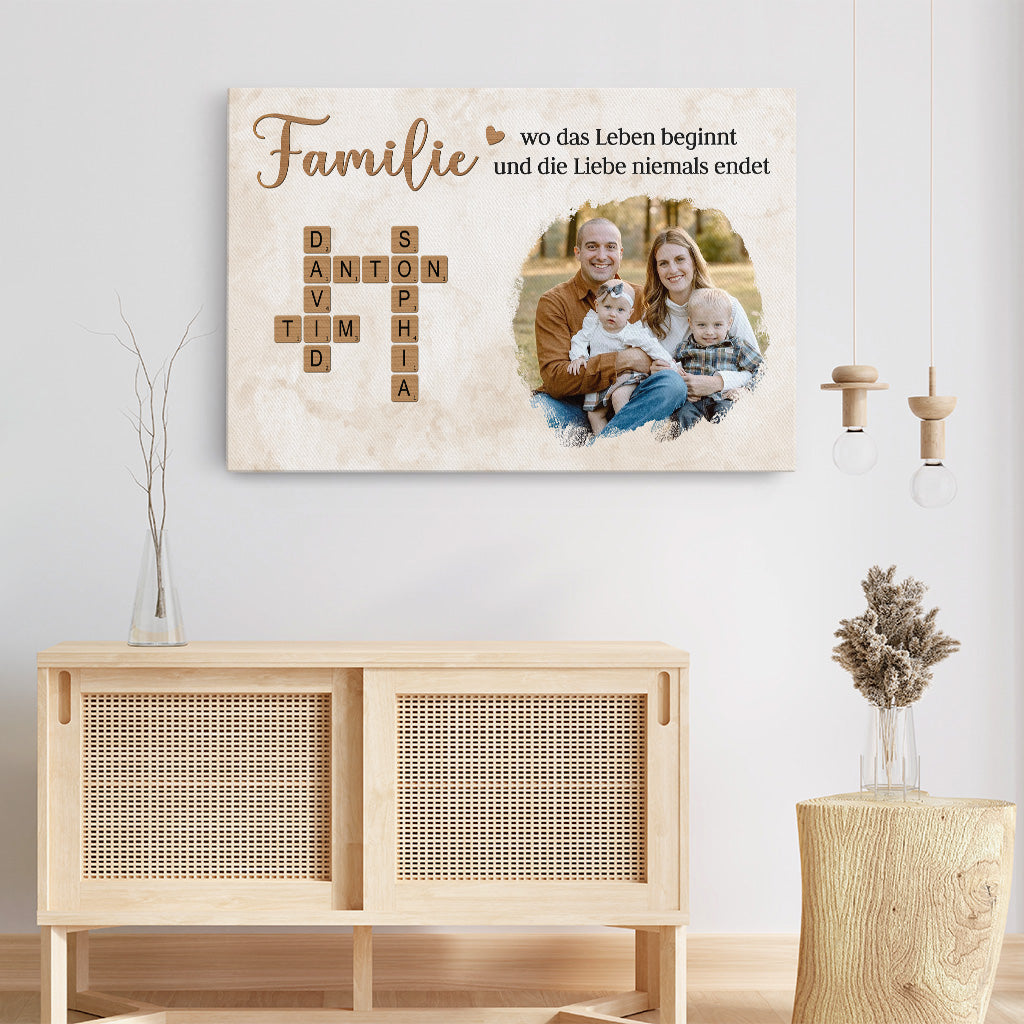 7347CGE1 familie wo leben beginnt liebe niemals endet leinwand kreuzwortratsel personalisiert foto 7347C3LTI_3