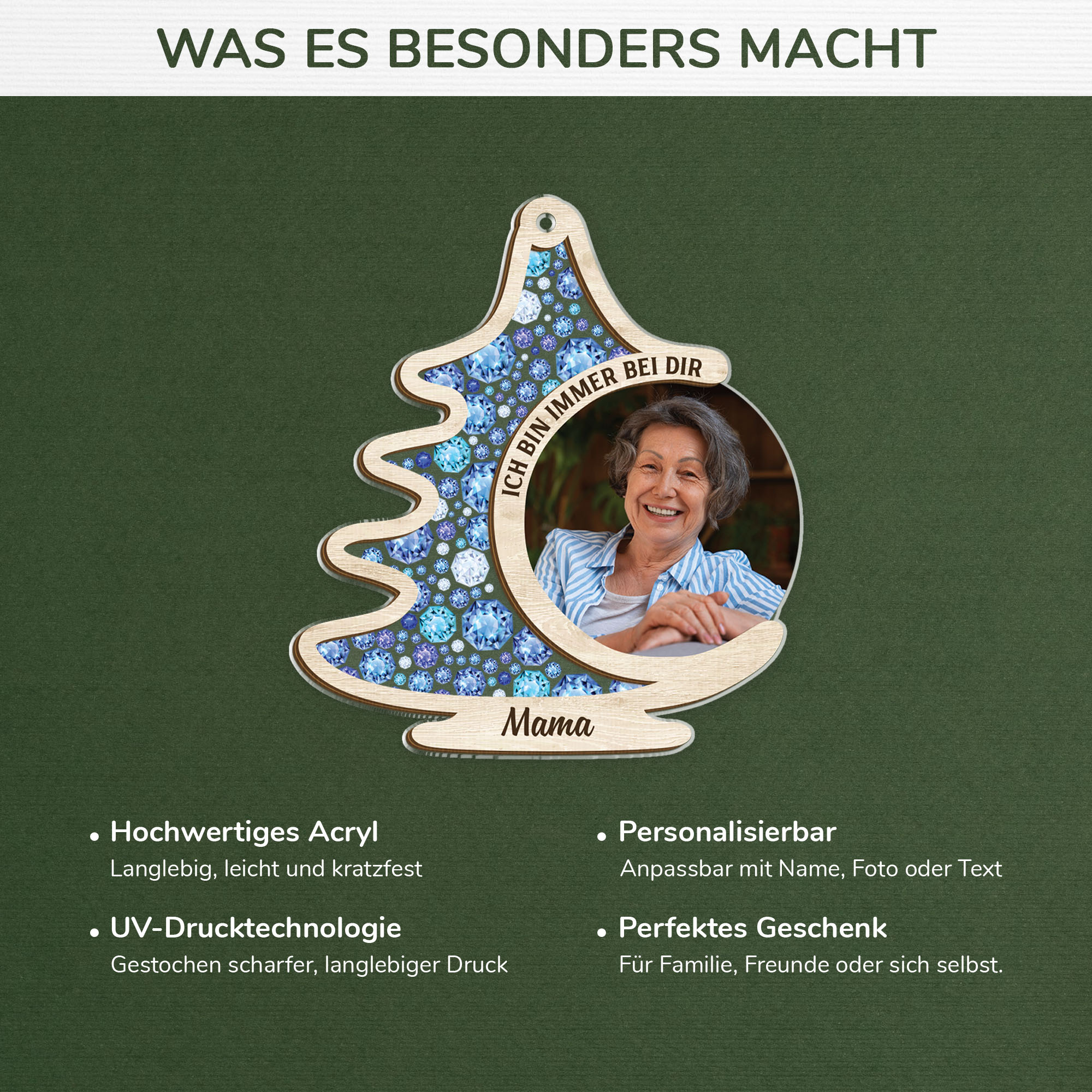 7350OGE4 ich bin immer bei dir personalisierter weihnachtsschmuck_ foto acryl papa mama zur erinnerung 7350O3T5A