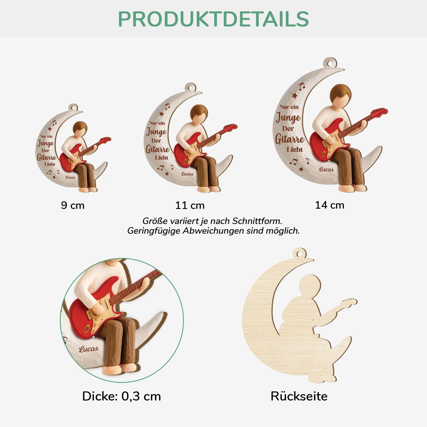 7351OGE3 nur ein junge der gitarre liebt personalisierte 1 schicht holz ornamente weihnachten frauen manner 7351OTL5A