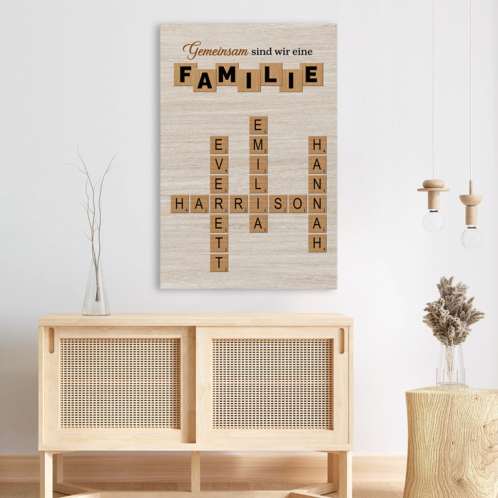 7359CGE3 familie etwas verruckt etwas laut und ganz viel liebe leinwand kreuzwortratsel personalisiert helle farbe 7359C3PMI