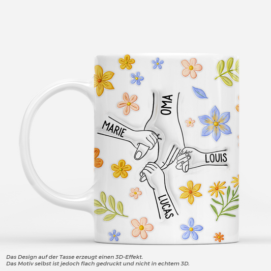 7488MGE1 3d druck effekt hand in hand blumen blatter mama oma tasse personalisiert 7488M6FAA