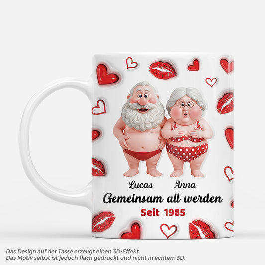 7496MGE1 3d druck effekt gemeinsam alt werden karikatur personalisierte paar geschenke  lustige tassen kuss 7496m6ltg