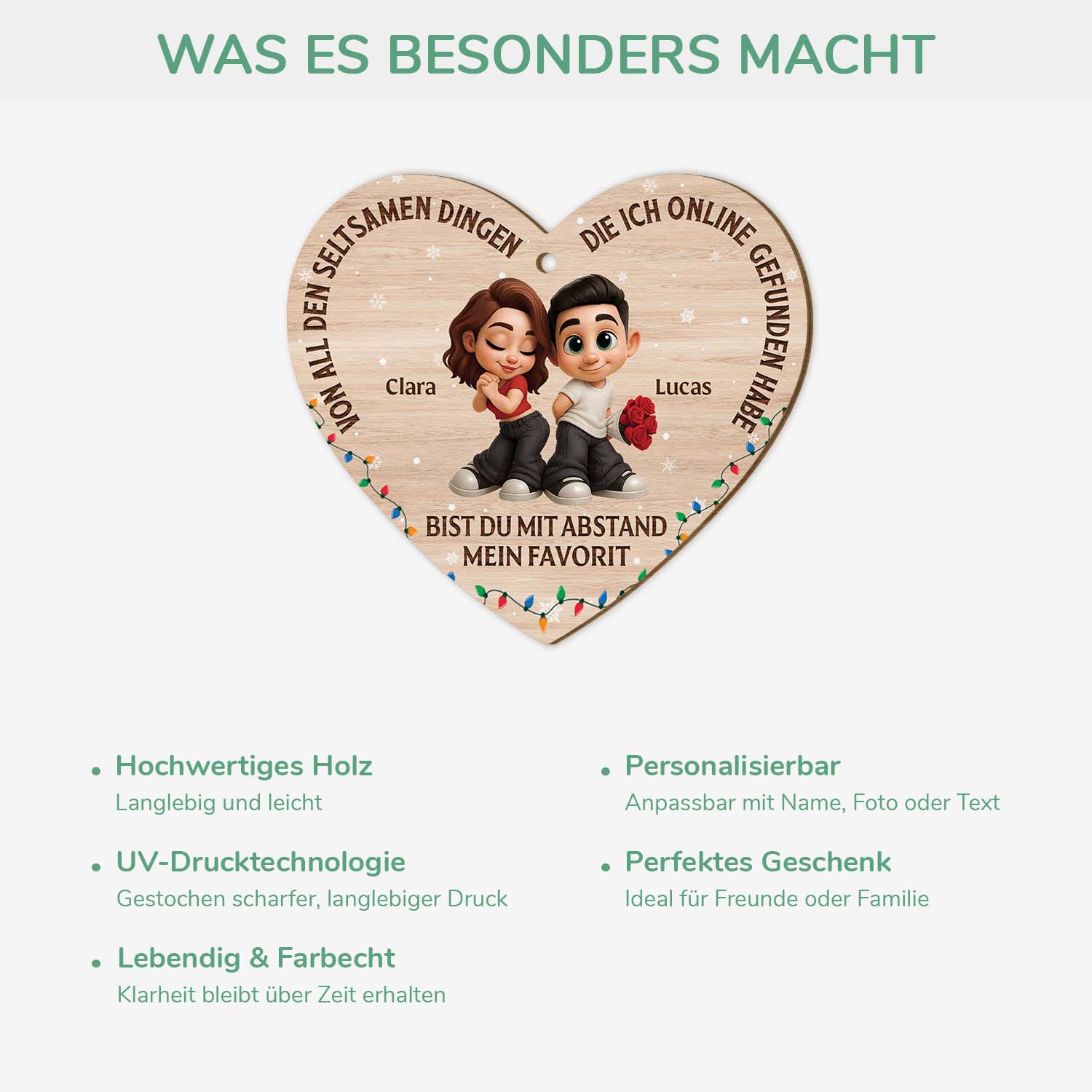 7510OGE4 du bist im internet mit abstand mein favorit personalisierte 1 schicht holz ornamente weihnachten mit foto 7510OKT5G