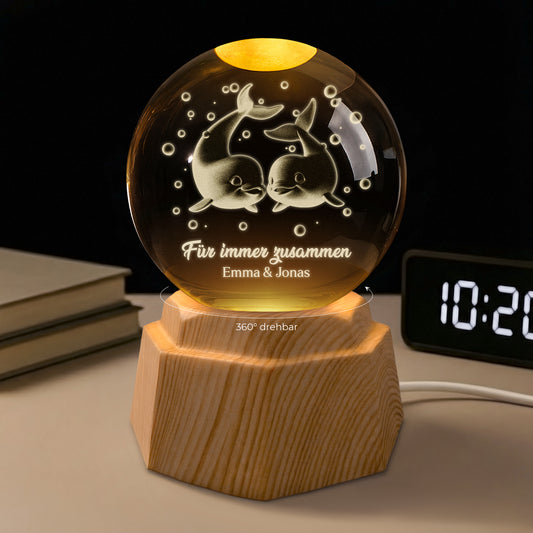 7514LGE1 fur immer zusammen delfin paar 3d kristallkugel personalisiert 7514L8LNG_1