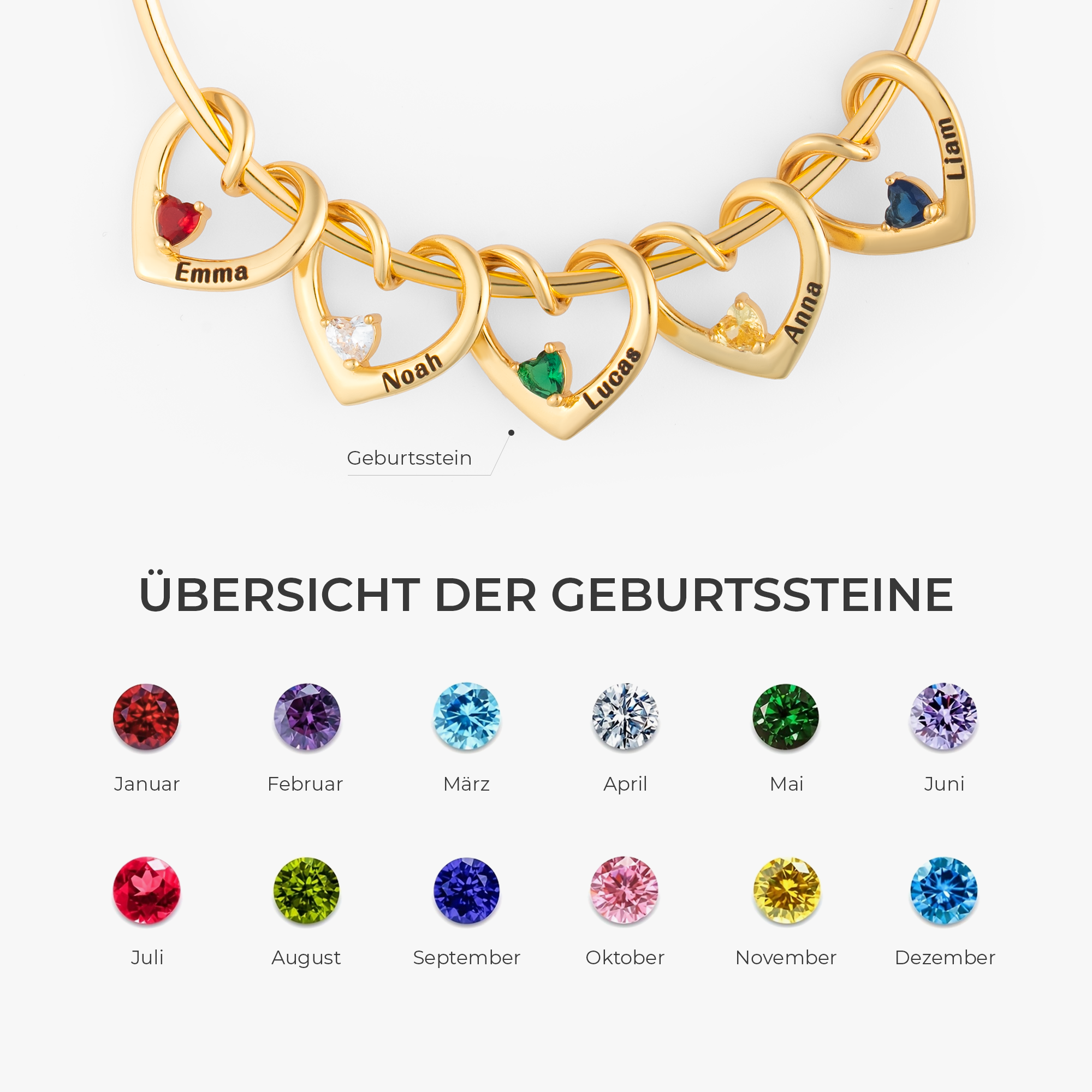 7565JGE4 herz mit geburtstein_ personalisiertes armband herren_ und damen 7565J0K5A