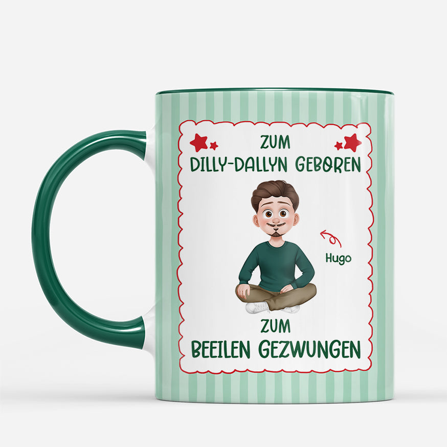 7579MGE2 zum dilly dallyn geboren zum beeilen gezwungen gestreifte tassen personalisiert frauen manner 7579MCT5G