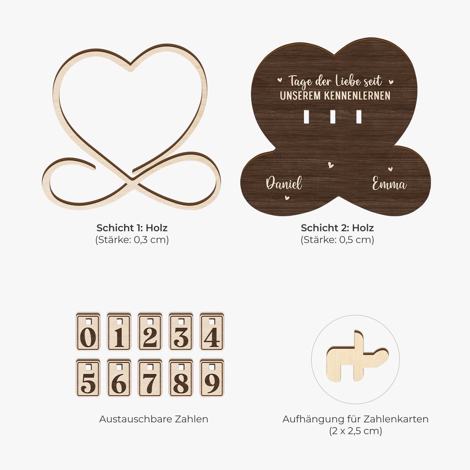 7586QGE4 tage des glucks seit es uns gibt personalisierte holz zahler plakette paar 7586QTHAG