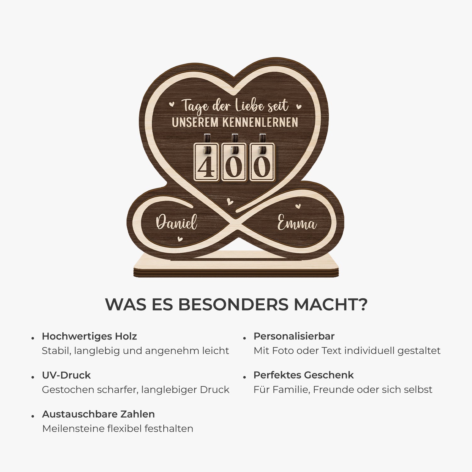 7586QGE5 tage des glucks seit es uns gibt personalisierte holz zahler plakette paar 7586QTHAG