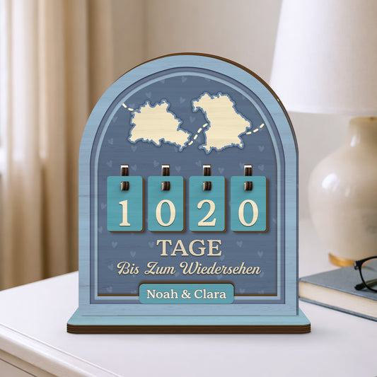 7593QGE1 tage bis zum wiedersehen personalisierte holz zahler plakette paar 7593Q6VMG_2