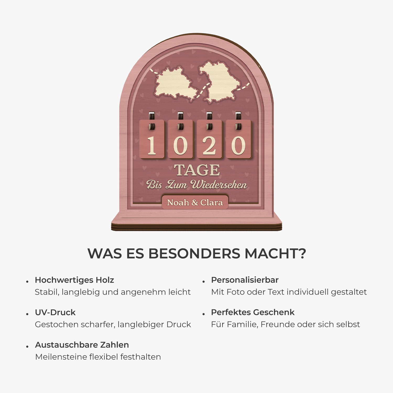 7593QGE1 tage bis zum wiedersehen personalisierte holz zahler plakette paar 7593Q6VMG_5