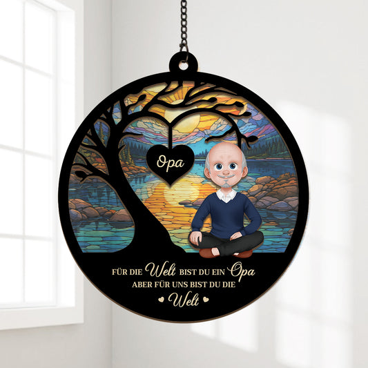 7652UGE1 fur die welt bist du ein opa fur uns bist du die welt personalisiertes geschenk  acryl sonnenfanger omaopa 7652u8pzb