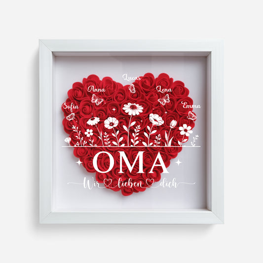 7688OGE1 wir lieben dich personalisiertes geschenk  blumen 3d bilderrahmen mama oma blumen 7688otptg