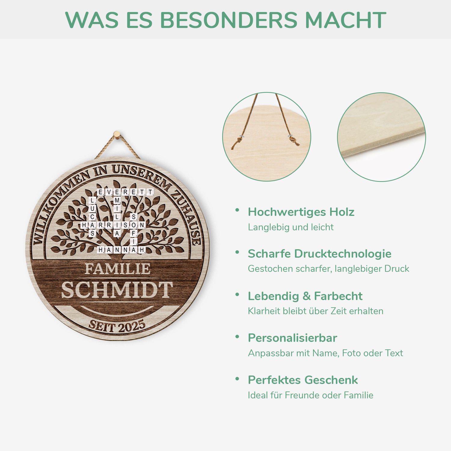 7710QGE4 willkommen in unserem zuhause personalisiertes kreuzwortratsel geschenk  holzschild 7710q8pwi