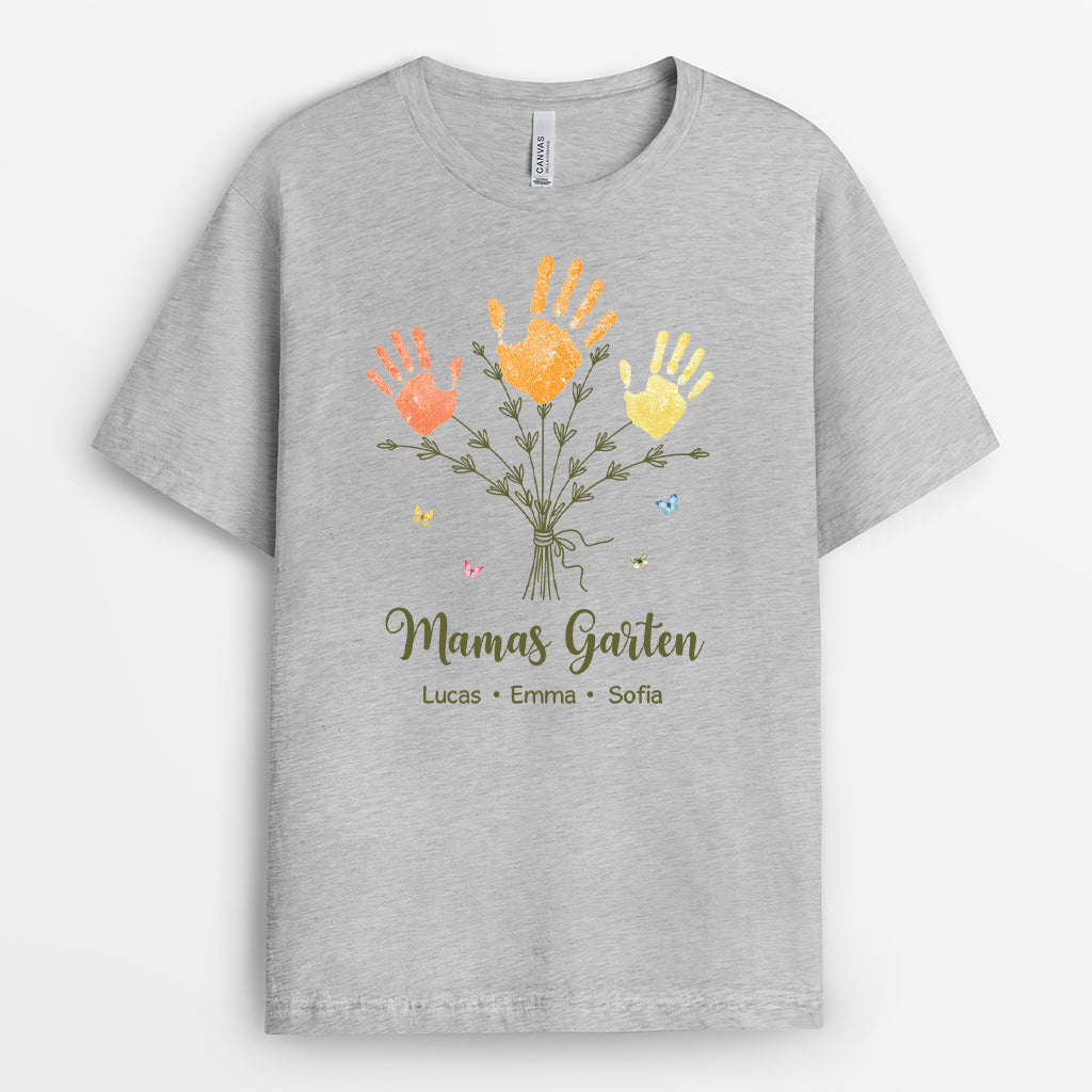 7719AGE2 omas garten handabdruck personalisiertes geschenk  mama  oma t shirt 7719a8lca