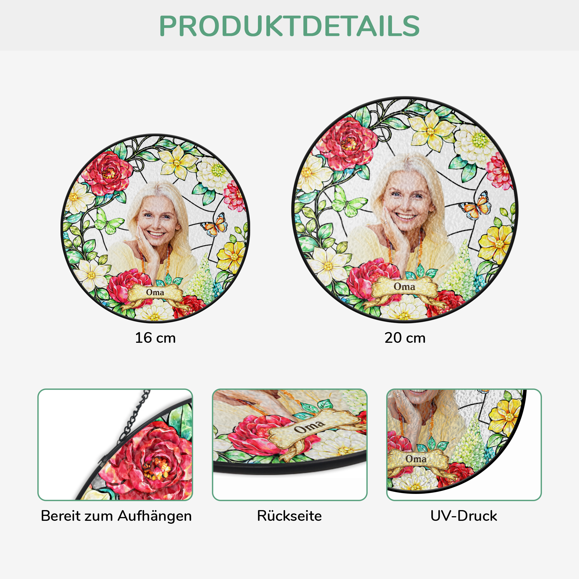 7729UGE3 name  blumen personalisierte geschenke foto  buntglas sonnenfanger mamaoma 7729ustna