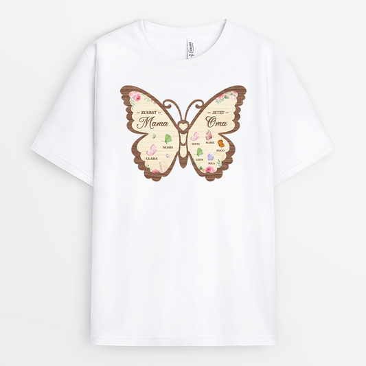 7730AGE1 zuerst mama jetzt oma schmetterlinge oma t shirt personalisiert 7730asyza