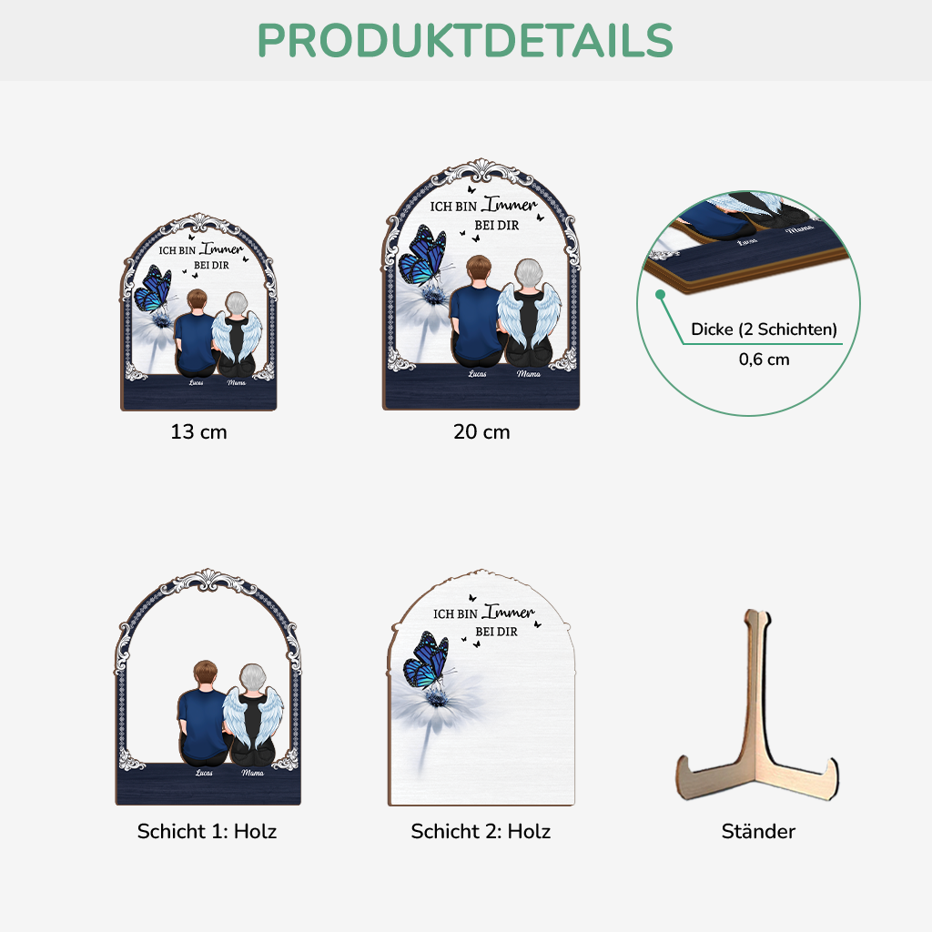 7740QGE3 ich bin immer bei dir personalisierte trauergeschenke  holzaufsteller papamama 7740q3taa