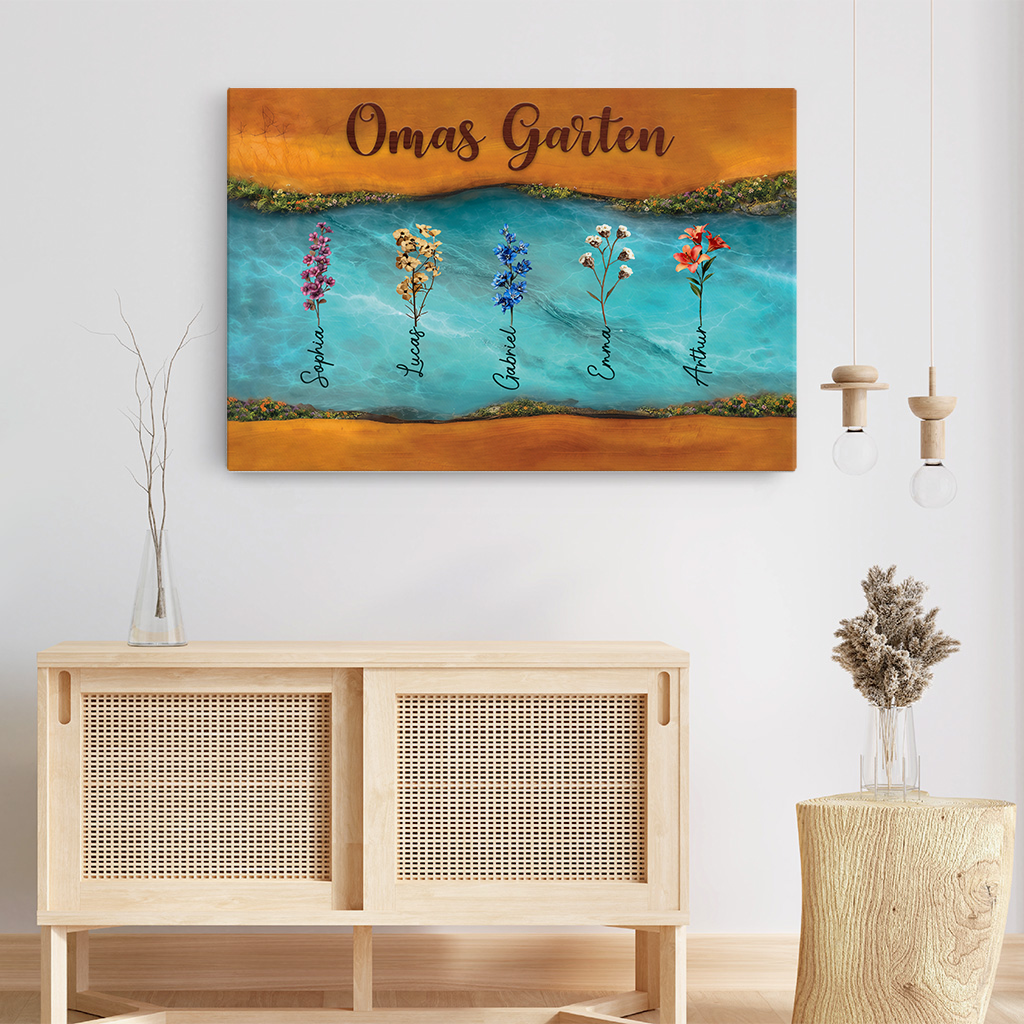7749CGE3 3d druck effekt omas garten personalisiertes geschenk  leinwand mama  oma resin harz 7749c3hma