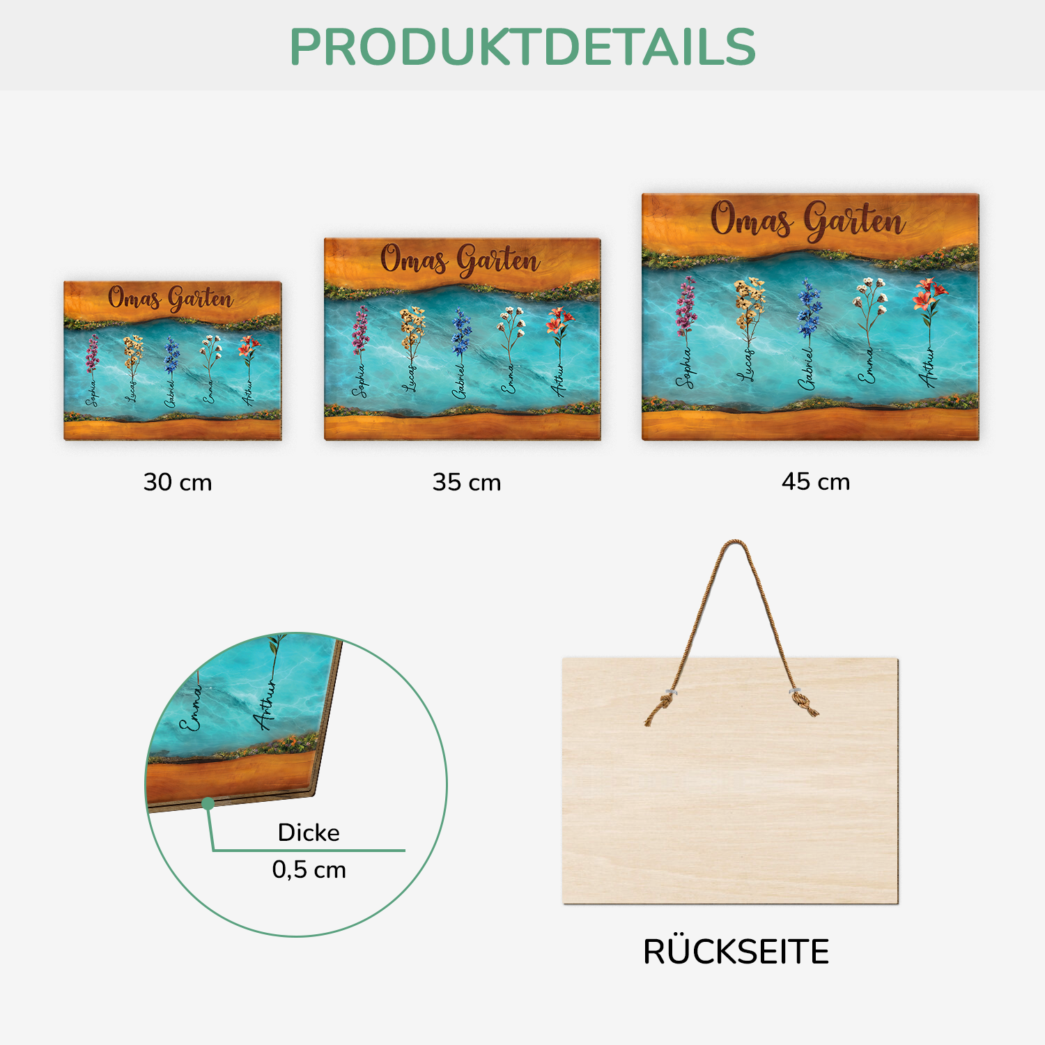 7749QGE3 3d druck effekt omas garten personalisiertes geschenk  holzschild mamaoma 7749q3hma