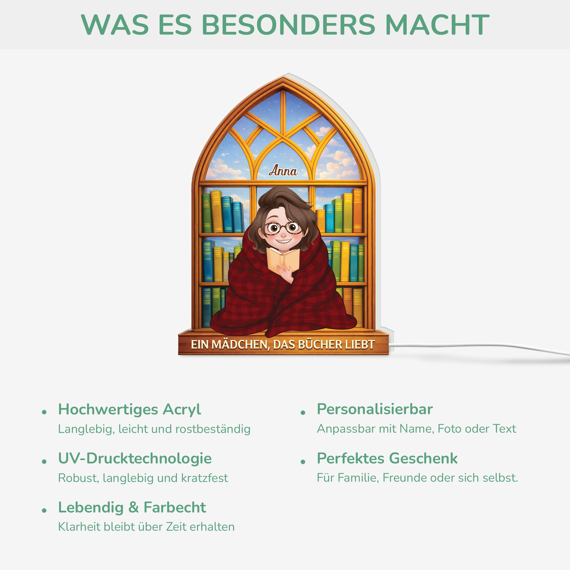 7755LGE4 einfach ein madchen das bucher liebt personalisierte lightbox leseratten_ frauen  manner 7755LCRTA