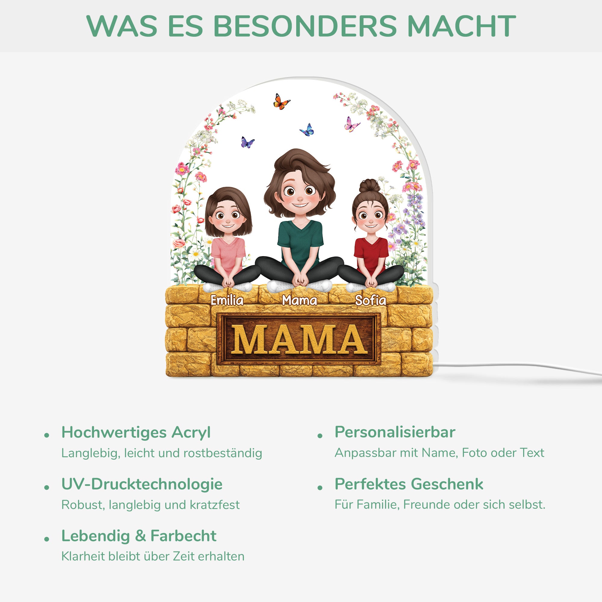 7764UGE3 mama  kinder blumen cartoon personalisiertes geschenk  lightbox mamaoma 7764u