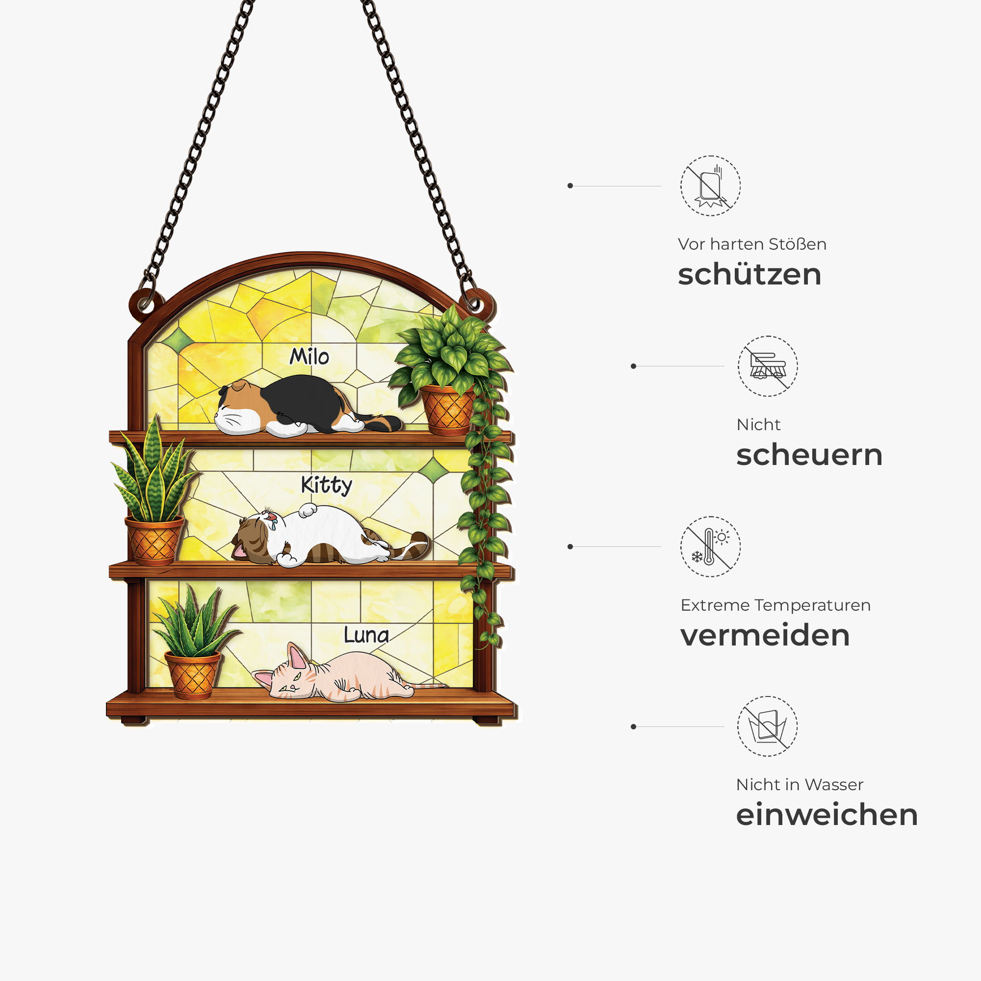 7765UGE4 faule katze lustig personalisierte geschenke katze  acryl sonnenfanger 7765u6kmd