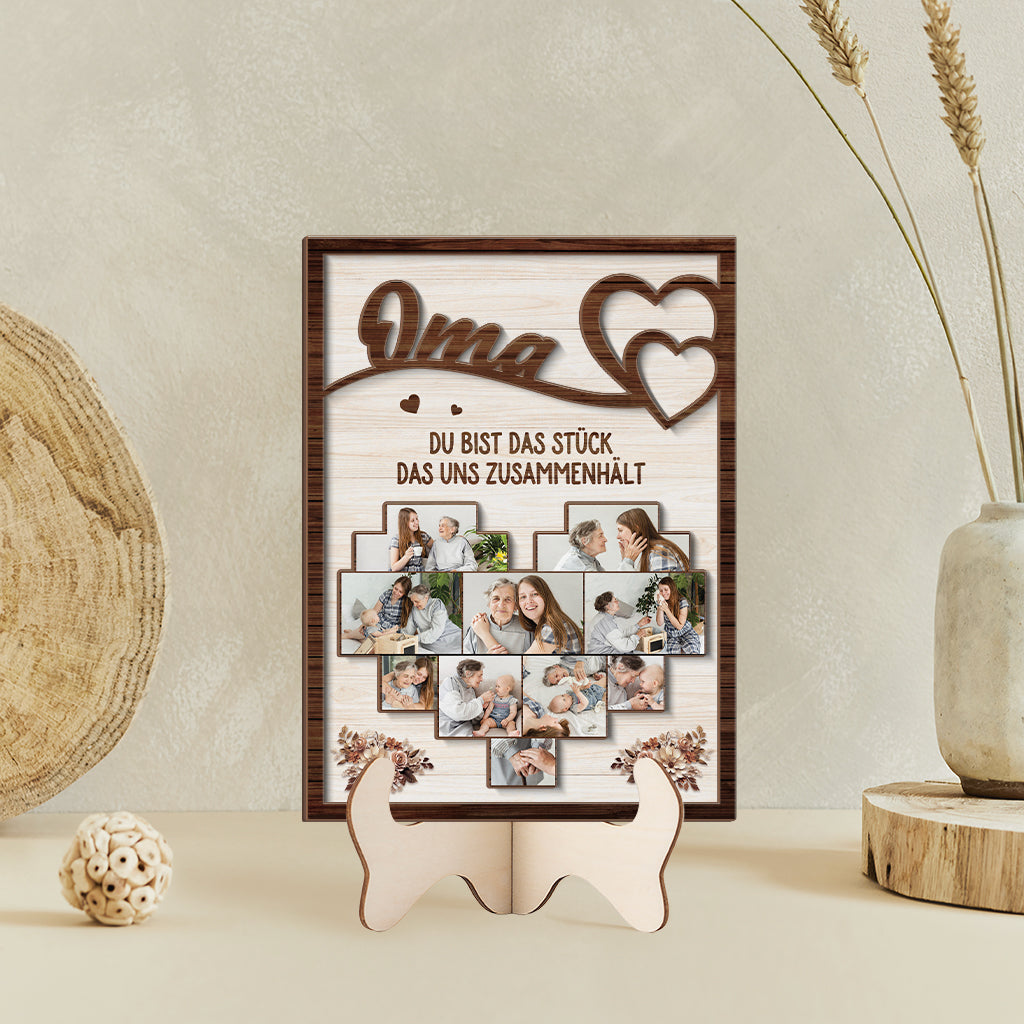7769QGE2 mama du bist das stuck das uns zusammenhalt personalisierte geschenke foto  holzaufsteller mama  oma 7769q6pma