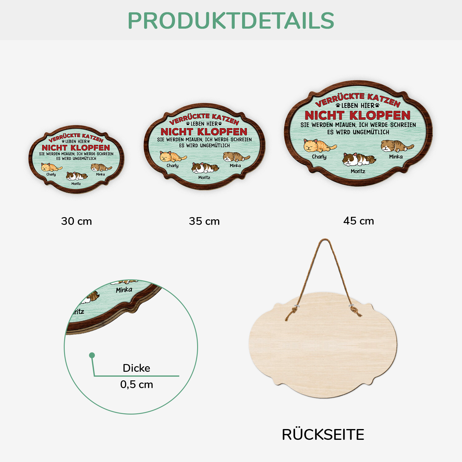 7772QGE3 verruckte katzen leben hier nicht klopfen personalisierte geschenke katze  holzschild 7772q6chc