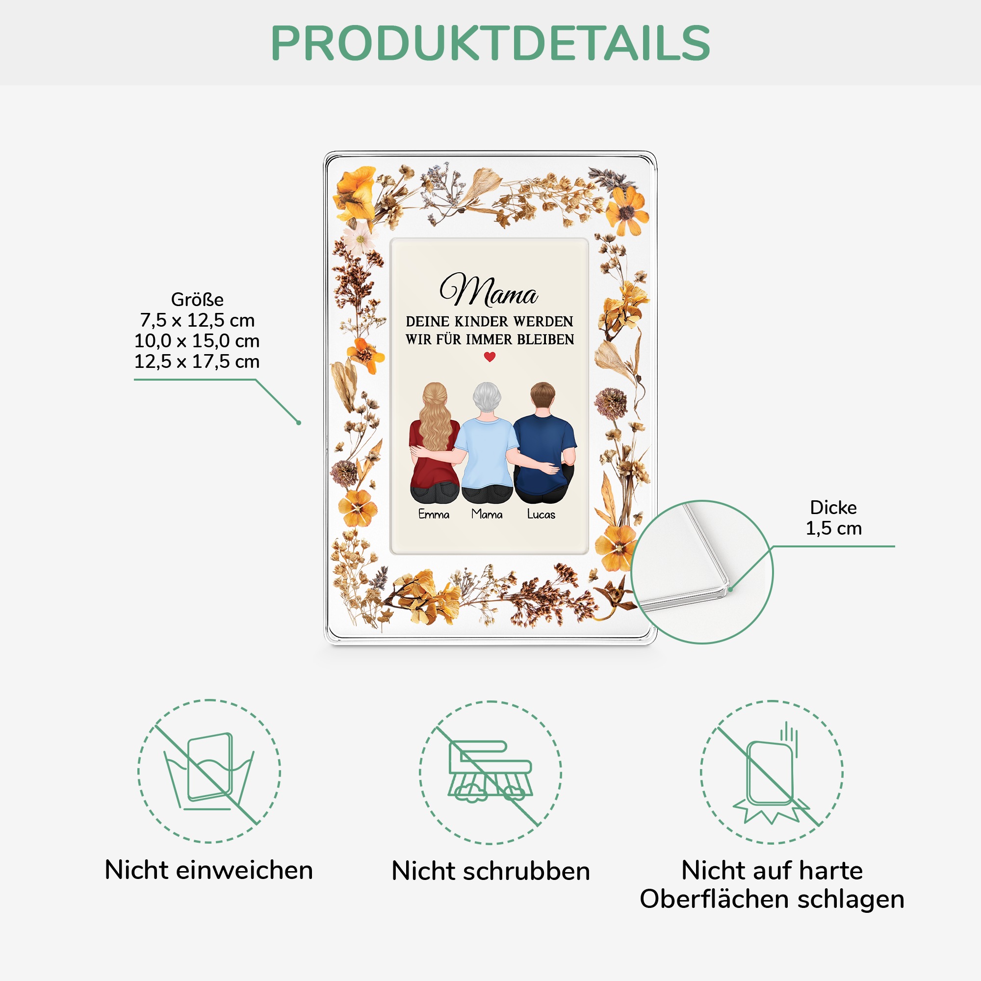 7785RGE3 3d druck effekt deine kinder werden wir fur immer bleiben personalisiertes geschenk  rechteck acryl aufsteller mamapapa 7785r3kma