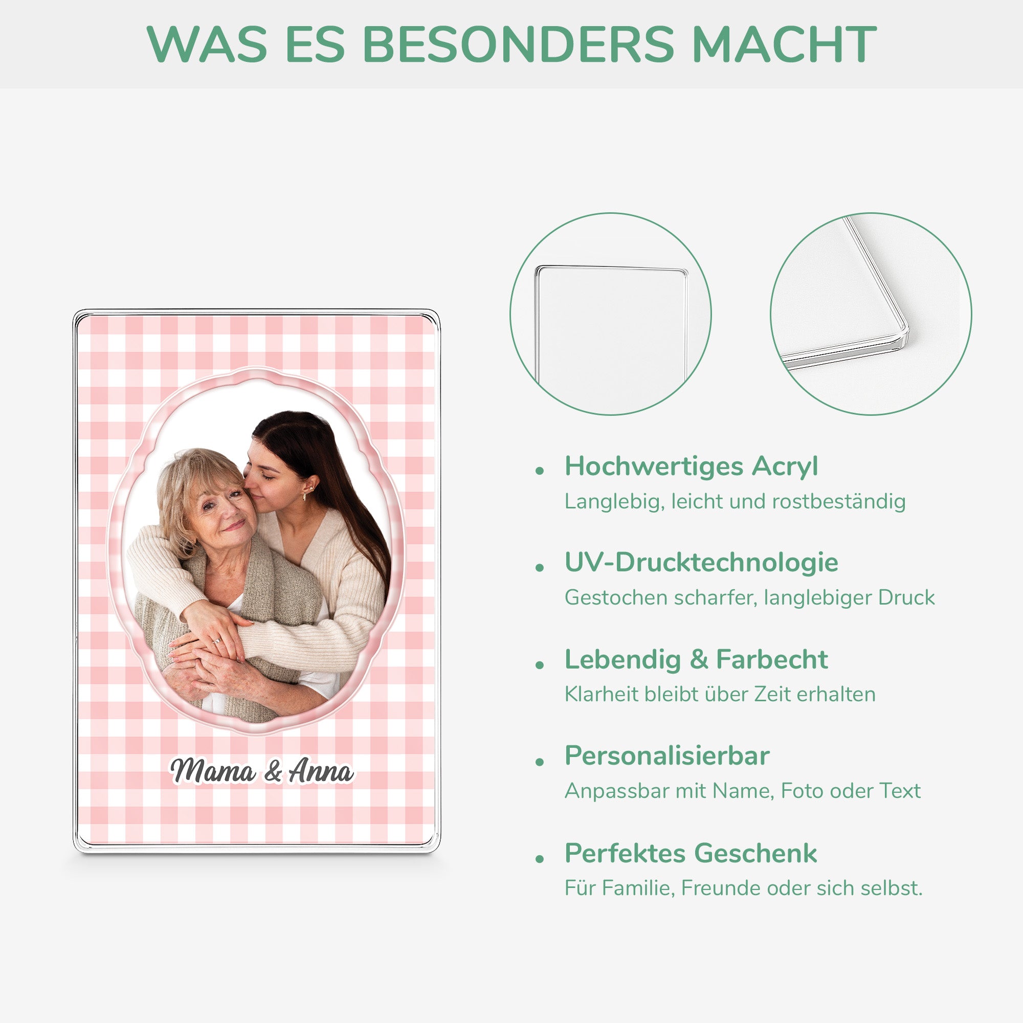 7792RGE4 mama  tochter personalisierte geschenke foto  rechteck acrylplakette papamama 7792r3qca