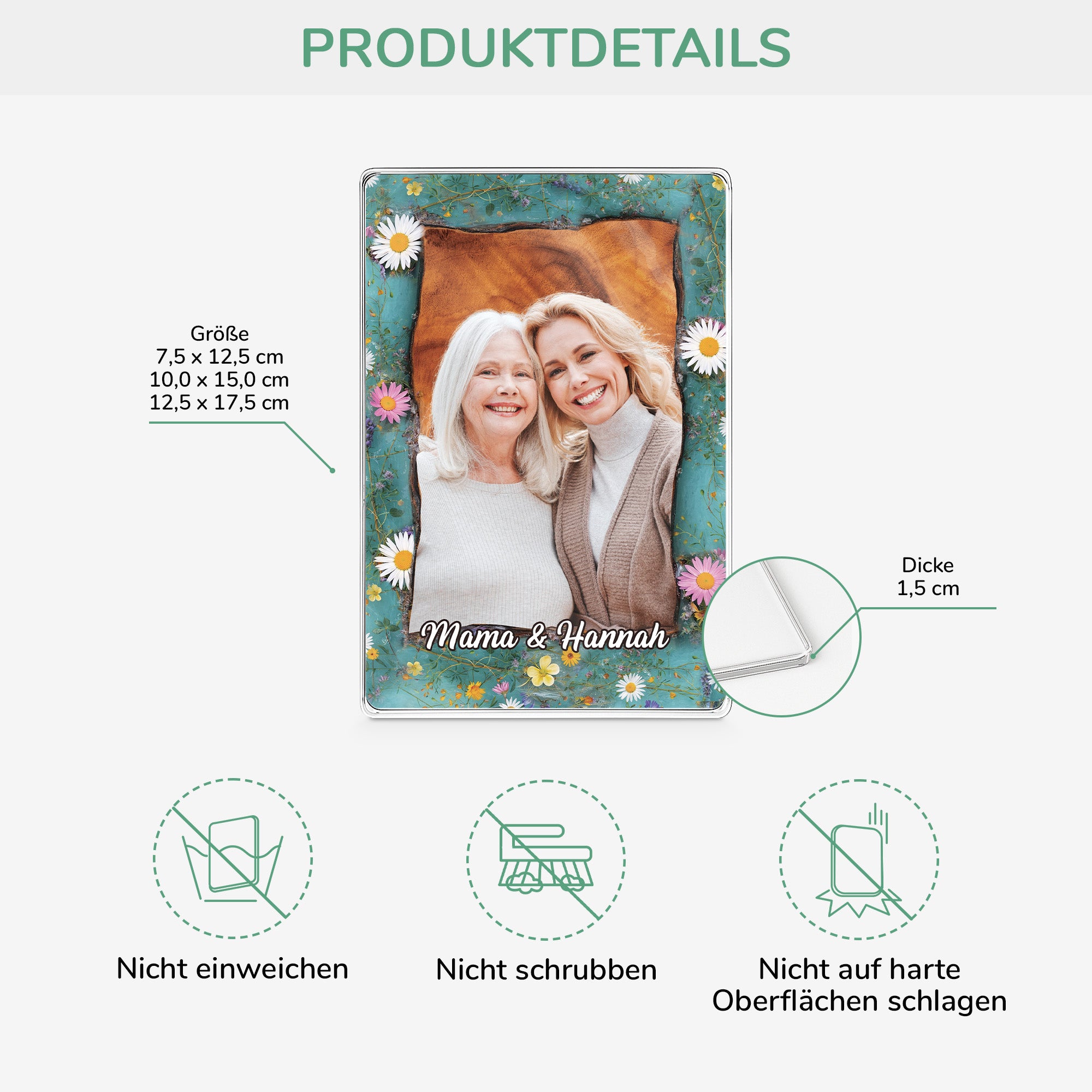 7796RGE3 3d druck effekt mama  tochter personalisierte geschenke foto  rechteck acryl aufsteller papamama 7796r3qaa