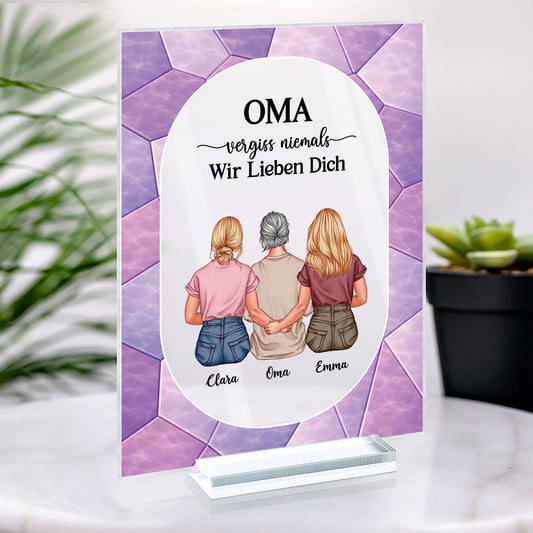 7798RGE1 vergiss niemals dass ich dich liebe personalisiertes geschenk  acryl aufsteller mit stander omamama 7798rcvma_2