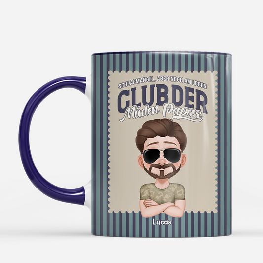 7800MGE2 club der muden mamas personalisiertes geschenk  mama  papa tasse gestreift 7800m8pha