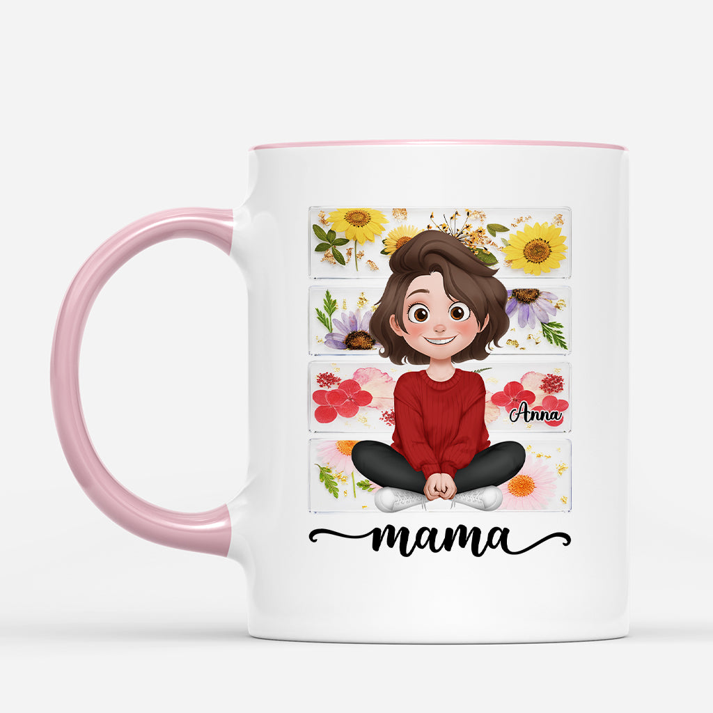 7828MGE2 oma cartoon personalisiertes geschenk  mama  oma tasse blumen resin harz 7828mthza