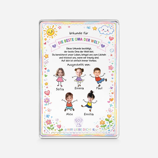 7831RGE1 urkunde fur die beste mama der welt personalisierte geschenke foto  rechteck acryl aufsteller mamaoma 7831rsyca