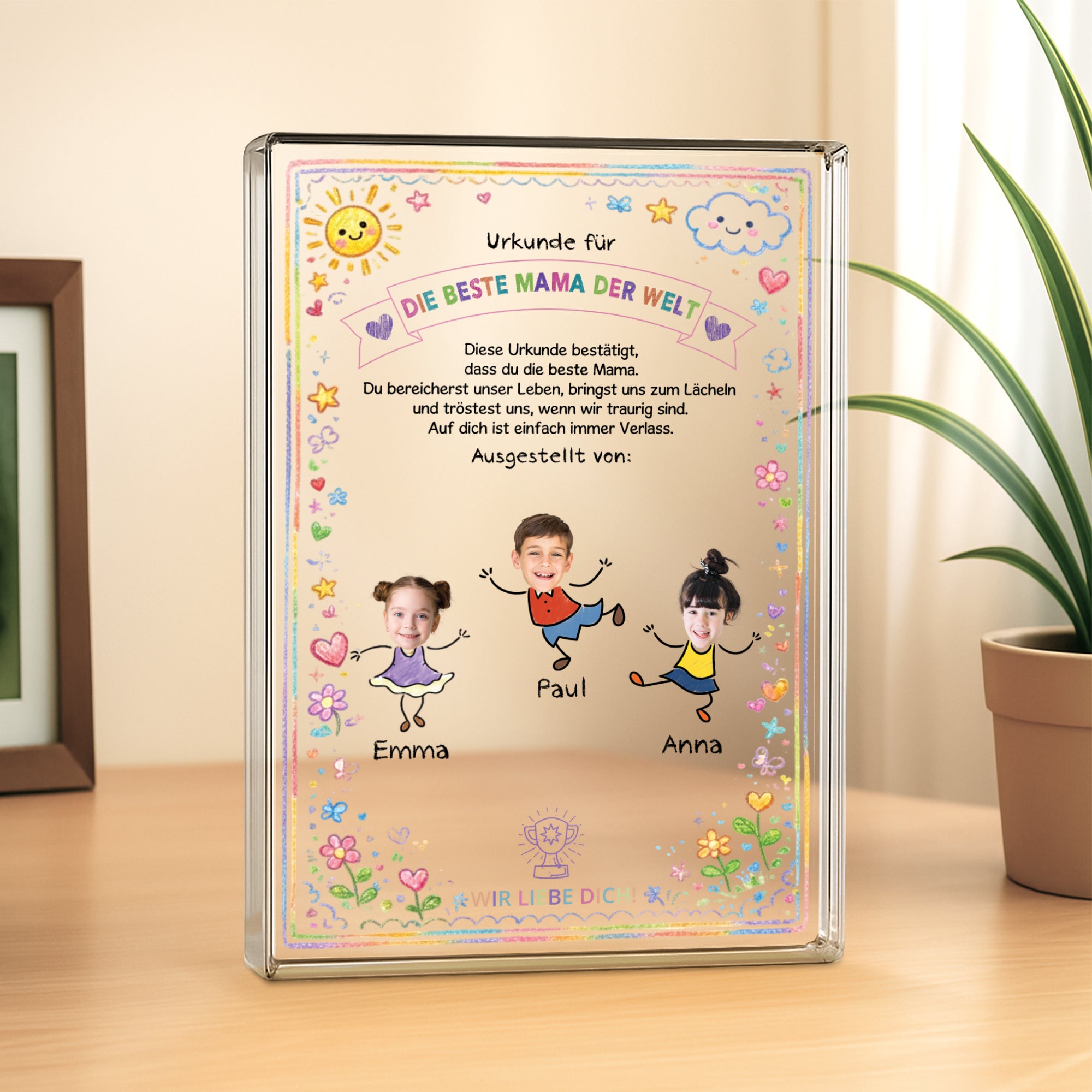 7831RGE2 urkunde fur die beste mama der welt personalisierte geschenke foto  rechteck acryl aufsteller mamaoma 7831rsyca