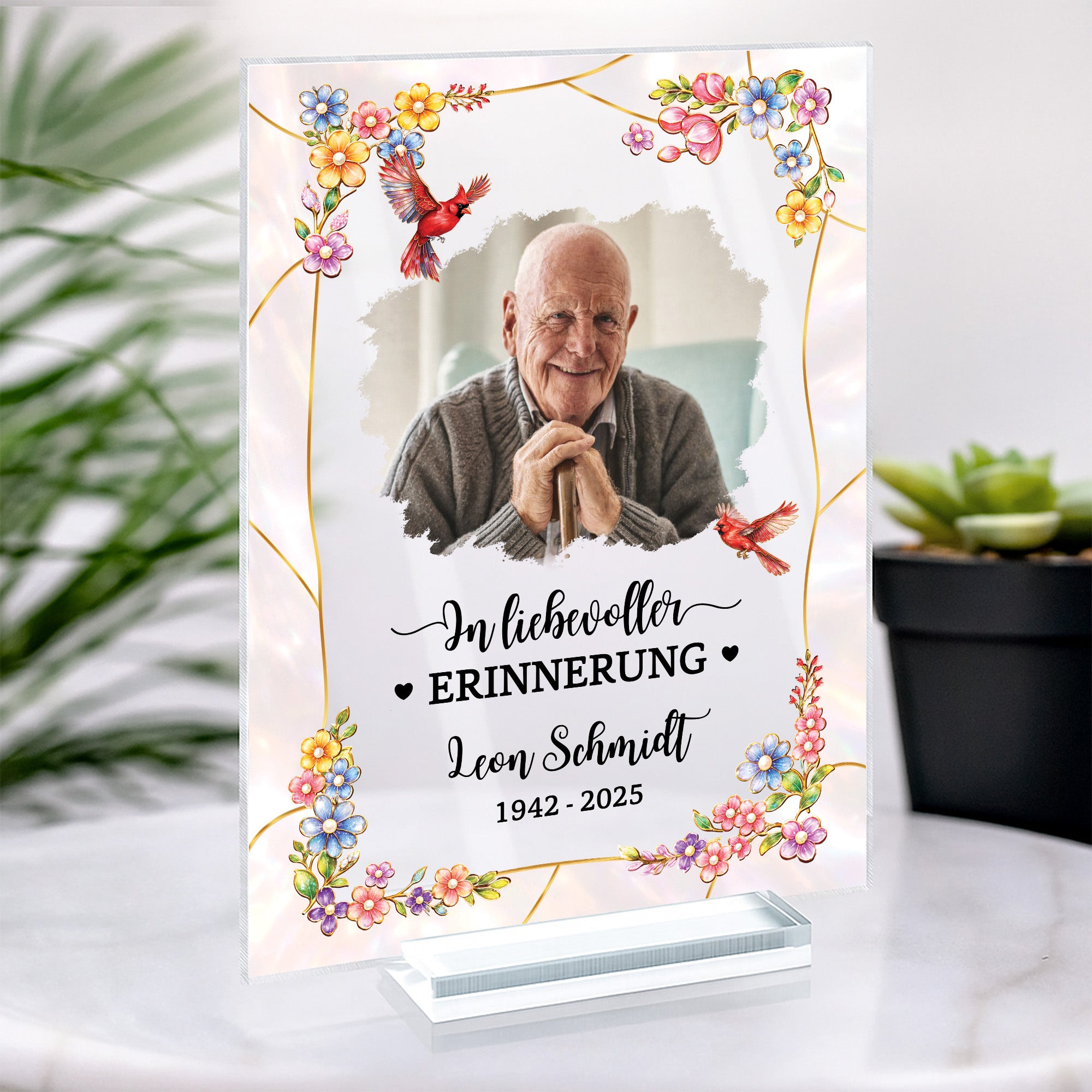 7833RGE2 fur immer in meinem herzen personalisierte trauergeschenke  acryl aufsteller mit stander papamama foto 7833rtqaa