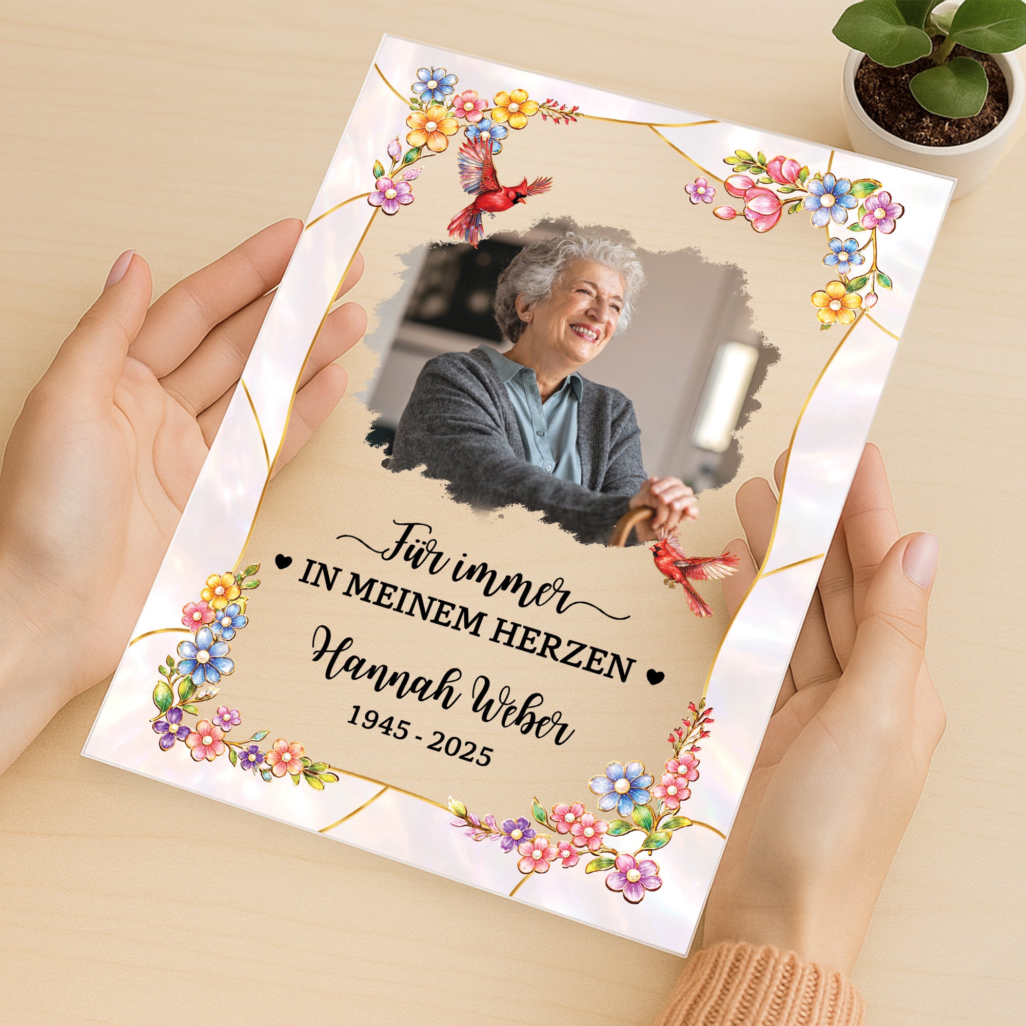 7833RGE3 fur immer in meinem herzen personalisierte trauergeschenke  acryl aufsteller mit stander papamama foto 7833rtqaa