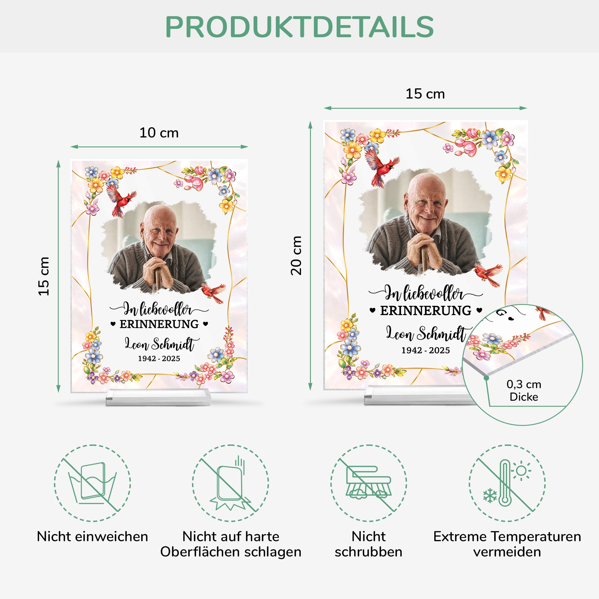 7833RGE4 fur immer in meinem herzen personalisierte trauergeschenke  acryl aufsteller mit stander papamama foto 7833rtqaa