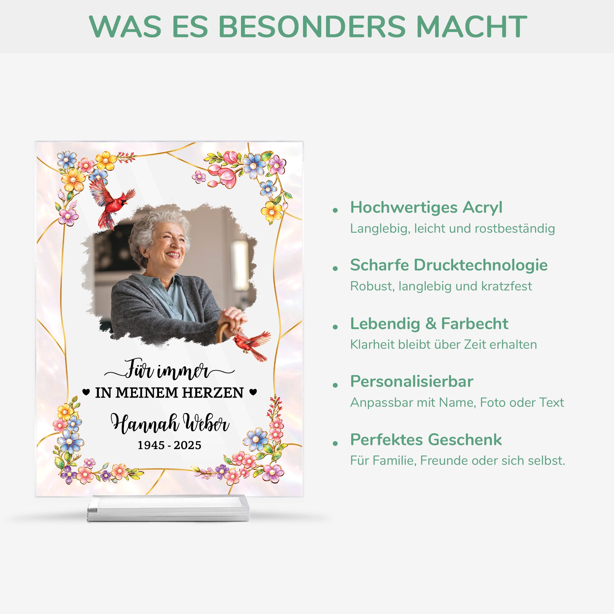 7833RGE5 fur immer in meinem herzen personalisierte trauergeschenke  acryl aufsteller mit stander papamama foto 7833rtqaa