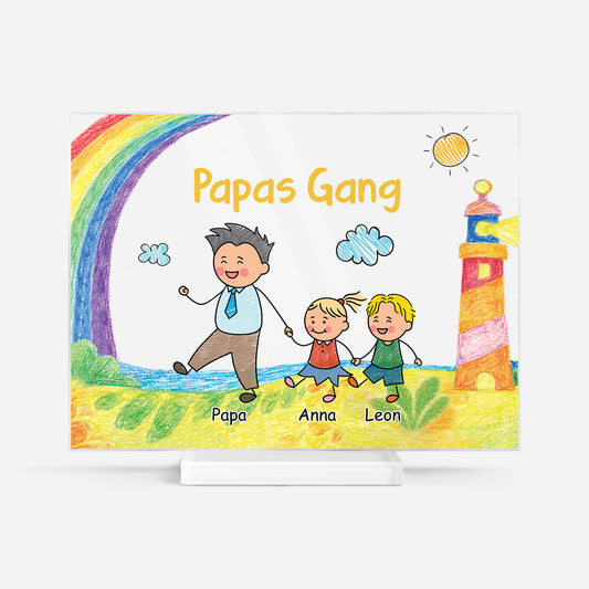 7834RGE1 mamas gang personalisiertes geschenk  acryl aufsteller mit stander papamama buntstifte 7834rtpta